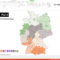 Deutschland PowerPoint-Karte Postleitzahlen PLZ-2 mit Bitmap-Karten, Karte PLZ Deutschland