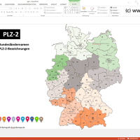 Deutschland PowerPoint-Karte Postleitzahlen PLZ-2 mit Bitmap-Karten, Karte PLZ Deutschland