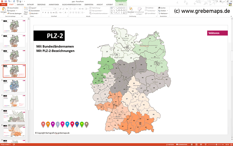 Powerpoint Karte Deutschland Postleitzahlen Plz 2 Mit Bitmap Karten Grebemaps B2b Kartenshop