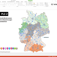 Deutschland PowerPoint-Karte Postleitzahlen PLZ-2 mit Bitmap-Karten, Karte PLZ Deutschland