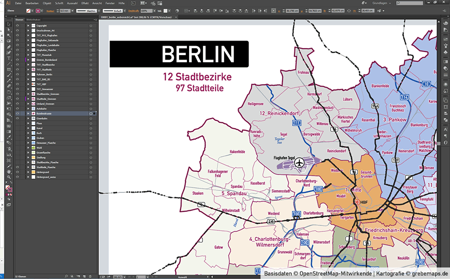 Berlin Stadtplan Vektor Stadtbezirke Stadtteile Topographie, Karte Berlin, Stadtplan Berlin, Stadtkarte Berlin, Karte Berlin Stadtteile, Karte Berlin Stadtbezirke