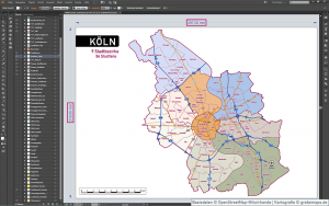 Köln Stadtbezirke Stadtteile Topographie Vektorkarte - grebemaps® B2B ...