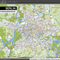 Berlin Postleitzahlen PLZ-5 Topographie Stadtbezirke Stadtteile Vektorkarte, Karte Berlin Postleitzahlen, Vektorkarte Berlin Postleitzahlen, PLZ-Karte Berlin, Karte Berlin PLZ Stadtteile, Vektorkarte Berlin PLZ Stadtteile