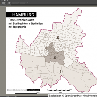 Hamburg Stadtplan Postleitzahlen PLZ-5 Topographie Stadtbezirke Stadtteile Vektorkarte, Karte Hamburg Postleitzahlen PLZ-5, PLZ-Karte Hamburg, Hamburg Karte PLZ, Postleitzahlen 5-stellig Hamburg