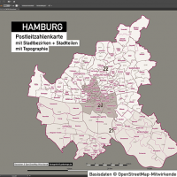 Hamburg Stadtplan Postleitzahlen PLZ-5 Topographie Stadtbezirke Stadtteile Vektorkarte, Karte Hamburg Postleitzahlen PLZ-5, PLZ-Karte Hamburg, Hamburg Karte PLZ, Postleitzahlen 5-stellig Hamburg