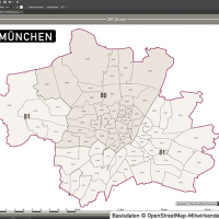 Karte München Postleitzahlenkarte Vektor PLZ-5, Vektorkarte München PLZ, Karte München PLZ, Postleitzahlenkarte München, Karte PLZ München 5-stellig