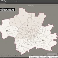 Karte München Postleitzahlenkarte Vektor PLZ-5, Vektorkarte München PLZ, Karte München PLZ, Postleitzahlenkarte München, Karte PLZ München 5-stellig