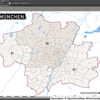 Karte München Postleitzahlenkarte Vektor PLZ-5, Vektorkarte München PLZ, Karte München PLZ, Postleitzahlenkarte München, Karte PLZ München 5-stellig
