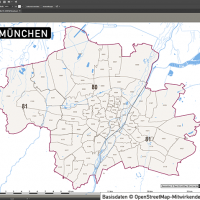 München Postleitzahlenkarte Vektor PLZ-5, Vektorkarte München PLZ, Karte München PLZ, Postleitzahlenkarte München, Karte PLZ München 5-stellig