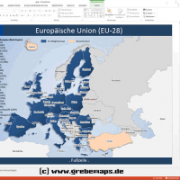 Europa PowerPoint-Karte EU-28, PowerPoint-Karte Europa EU-28, Karte PowerPoint Europa