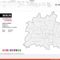 PowerPoint-Karte Berlin mit Bezirken und Stadtteilen, Karte PowerPoint Berlin Stadtbezirke, Karte PowerPoint Berlin Stadtteile, Vektorkarte Berlin Stadtteile PowerPoint