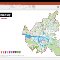 Hamburg PowerPoint-Karte mit Bezirken und Stadtteilen mit Bitmap-Karten, Karte Hamburg Stadtbezirke PowerPoint, Karte Hamburg Stadtteile PowerPoint