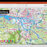 Hamburg PowerPoint-Karte mit Bezirken und Stadtteilen mit Bitmap-Karten, Karte Hamburg Stadtbezirke PowerPoint, Karte Hamburg Stadtteile PowerPoint