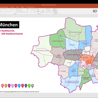 München PowerPoint-Karte mit Bezirken und Stadtteilen mit Bitmap-Karten, Karte München PowerPoint, Karte München Stadtteile PowerPoint, Karte München Stadtbezirke PowerPoint, PowerPoint-Landkarte München