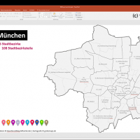 München PowerPoint-Karte mit Bezirken und Stadtteilen mit Bitmap-Karten, Karte München PowerPoint, Karte München Stadtteile PowerPoint, Karte München Stadtbezirke PowerPoint, PowerPoint-Landkarte München