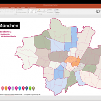 München PowerPoint-Karte mit Bezirken und Stadtteilen mit Bitmap-Karten, Karte München PowerPoint, Karte München Stadtteile PowerPoint, Karte München Stadtbezirke PowerPoint, PowerPoint-Landkarte München