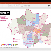 München PowerPoint-Karte mit Bezirken und Stadtteilen mit Bitmap-Karten, Karte München PowerPoint, Karte München Stadtteile PowerPoint, Karte München Stadtbezirke PowerPoint, PowerPoint-Landkarte München