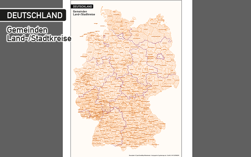 Deutschland Gemeinden MIT Gemeindenamen Vektorkarte Landkreise, Karte Deutschland Gemeinden, Karte Deutschland Landkreise, Landkreise Deutschland Vektorkarte, Gemeinden Deutschland Vektorkarte