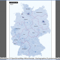 Deutschland Postleitzahlen PLZ-5 Vektorkarte 5-stellig Landkreise Ortsnamen, PLZ-Karte Deutschland, Karte PLZ Deutschland 5-stellig, PLZ-5 Karte Deutschland, Vektorkarte PLZ Deutschland mit Landkreisen