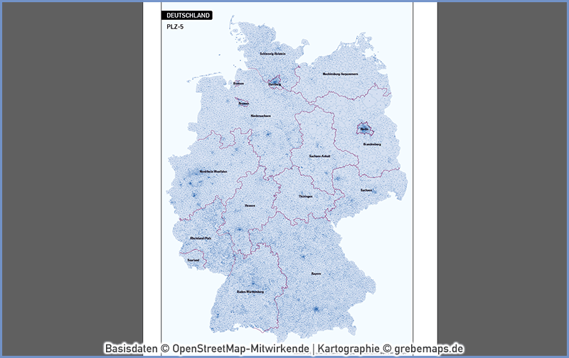 Deutschland Postleitzahlen PLZ-5 Vektorkarte 5-stellig Landkreise Ortsnamen, PLZ-Karte Deutschland, Karte PLZ Deutschland 5-stellig, PLZ-5 Karte Deutschland, Vektorkarte PLZ Deutschland mit Landkreisen