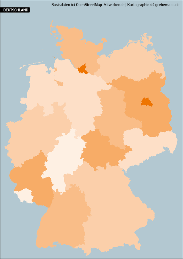 Karte Deutschland Bundesländer, Vektorkarte Deutschland Bundesländer Orte Städte Gewässer Autobahnen