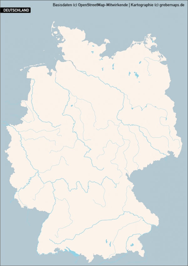 Karte Deutschland Gewässer, Vektorkarte Deutschland Gewässer