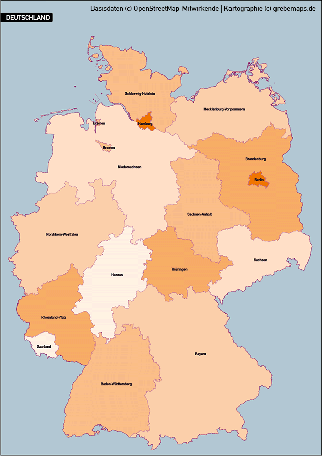 Karte Deutschland Bundesländer, Vektorkarte Deutschland Bundesländer