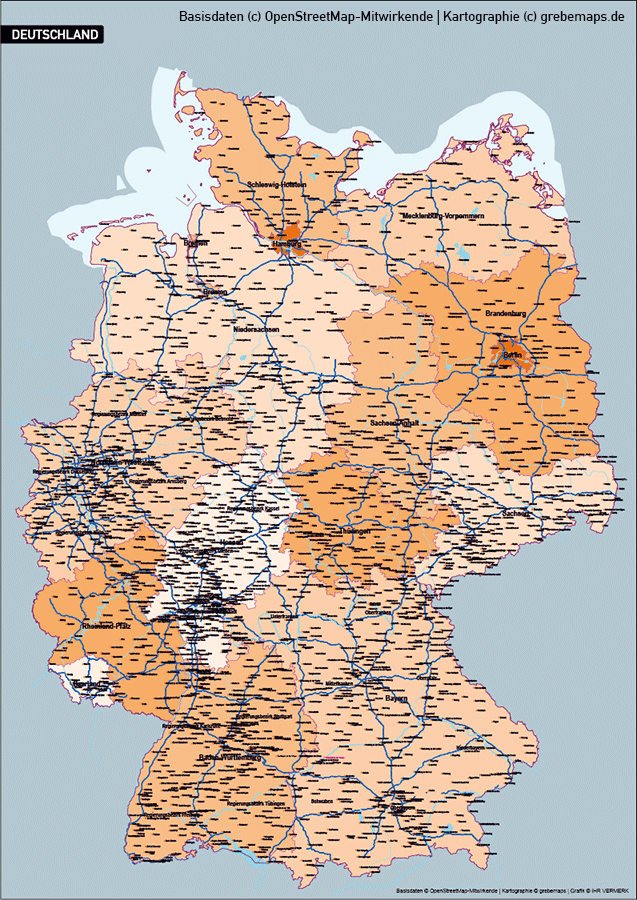 Karte Deutschland Bundesländer, Vektorkarte Deutschland Bundesländer