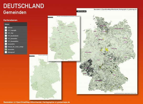 Karte Gemeinden Deutschland, Gemeindekarte Deutschland
