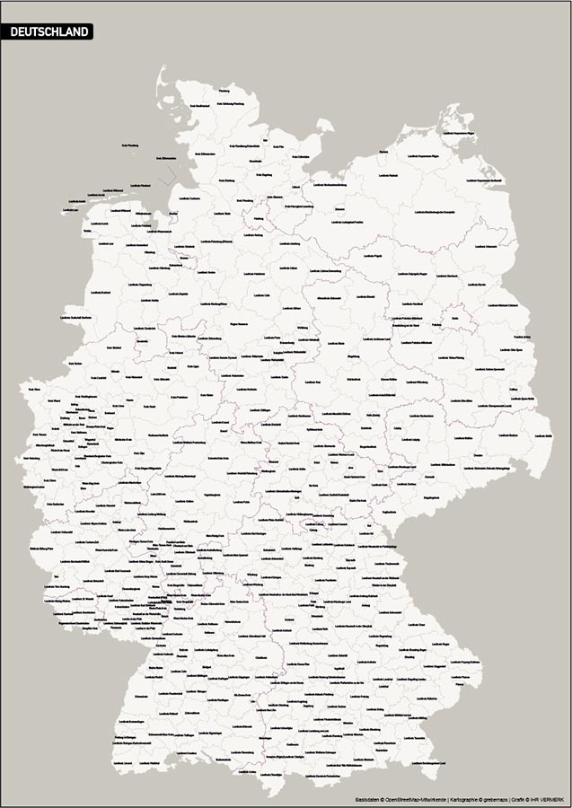 Deutschland PLUS Landkreise Stadtkreise Vektorkarte (2018), Karte Landkreise Deutschland, Deutschland Karte Landkreise, Landkreise Karte Deutschland