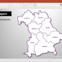PowerPoint-Karte Bayern Regierungsbezirke Landkreise , Karte Landkreise Bayern PowerPoint, Landkreise Bayern PowerPoint-Karte