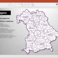 PowerPoint-Karte Bayern Regierungsbezirke Landkreise , Karte Landkreise Bayern PowerPoint, Landkreise Bayern PowerPoint-Karte