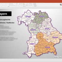 PowerPoint-Karte Bayern Regierungsbezirke Landkreise , Karte Landkreise Bayern PowerPoint, Landkreise Bayern PowerPoint-Karte