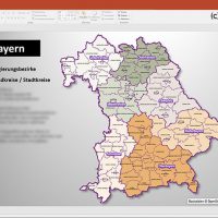 PowerPoint-Karte Bayern Regierungsbezirke Landkreise , Karte Landkreise Bayern PowerPoint, Landkreise Bayern PowerPoint-Karte