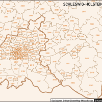Schleswig-Holstein / Hamburg Vektorkarte Landkreise Gemeinden PLZ-5, Karte Schleswig-Holstein Postleitzahlen, Karte Schleswig-Holstein, Karte SH, Karte Hamburg, Karte Gemeinden SH, Karte Schleswig-Holstein Gemeinden