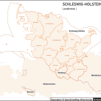 Schleswig-Holstein / Hamburg Vektorkarte Landkreise Gemeinden PLZ-5, Karte Schleswig-Holstein Postleitzahlen, Karte Schleswig-Holstein, Karte SH, Karte Hamburg, Karte Gemeinden SH, Karte Schleswig-Holstein Gemeinden