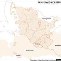 Schleswig-Holstein / Hamburg Vektorkarte Landkreise Gemeinden PLZ-5, Karte Schleswig-Holstein Postleitzahlen, Karte Schleswig-Holstein, Karte SH, Karte Hamburg, Karte Gemeinden SH, Karte Schleswig-Holstein Gemeinden