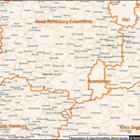 Schleswig-Holstein / Hamburg Vektorkarte Landkreise Gemeinden PLZ-5