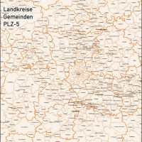 Baden-Württemberg Vektorkarte Landkreise Gemeinden PLZ-5, Karte Baden-Württemberg Gemeinden, Karte Baden-Württemberg Landkreise, Karte Baden-Württemberg Postleitzahlen, Baden-Württemberg Karte PLZ, Karte BW PLZ, Karte BW Gemeinden