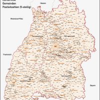 Baden-Württemberg Vektorkarte Landkreise Gemeinden PLZ-5, Karte Baden-Württemberg Gemeinden, Karte Baden-Württemberg Landkreise, Karte Baden-Württemberg Postleitzahlen, Baden-Württemberg Karte PLZ, Karte BW PLZ, Karte BW Gemeinden