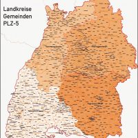 Baden-Württemberg Vektorkarte Landkreise Gemeinden PLZ-5, Karte Baden-Württemberg Gemeinden, Karte Baden-Württemberg Landkreise, Karte Baden-Württemberg Postleitzahlen, Baden-Württemberg Karte PLZ, Karte BW PLZ, Karte BW Gemeinden