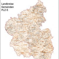 Rheinland-Pfalz / Saarland Vektorkarte Landkreise Gemeinden PLZ-5, Karte Rheinland-Pfalz Landkreise, Karte Rheinland-Pfalz Gemeinden, Karte Saarland Landkreise, Karte Saarland Gemeinden