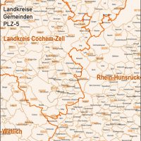 Rheinland-Pfalz / Saarland Vektorkarte Landkreise Gemeinden PLZ-5, Karte Rheinland-Pfalz Landkreise, Karte Rheinland-Pfalz Gemeinden, Karte Saarland Landkreise, Karte Saarland Gemeinden