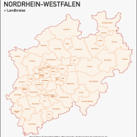 Nordrhein-Westfalen NRW Vektorkarte Landkreise Gemeinden PLZ-2-3-5, Karte NRW Gemeinden, Karte NRW Postleitzahlen, Karte NRW Landkreise, Karte Nordrhein-Westfalen Gemeinden