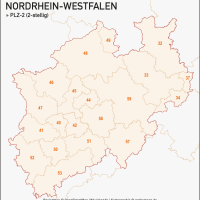 Nordrhein-Westfalen NRW Vektorkarte Landkreise Gemeinden PLZ-2-3-5, Karte NRW Gemeinden, Karte NRW Postleitzahlen, Karte NRW Landkreise, Karte Nordrhein-Westfalen Gemeinden