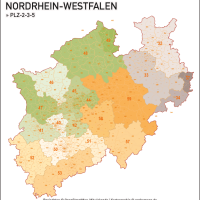 Nordrhein-Westfalen NRW Vektorkarte Landkreise Gemeinden PLZ-2-3-5, Karte NRW Gemeinden, Karte NRW Postleitzahlen, Karte NRW Landkreise, Karte Nordrhein-Westfalen Gemeinden