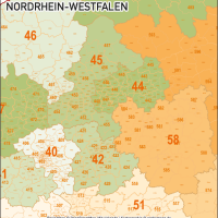 Nordrhein-Westfalen NRW Vektorkarte Landkreise Gemeinden PLZ-2-3-5, Karte NRW Gemeinden, Karte NRW Postleitzahlen, Karte NRW Landkreise, Karte Nordrhein-Westfalen Gemeinden