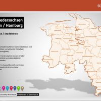 Niedersachsen Bremen Hamburg PowerPoint-Karte Landkreise Gemeinden, Karte Niedersachsen Landkreise PowerPoint, Karte Niedersachsen Gemeinden PowerPoint, Landkarte Niedersachsen PowerPoint Gemeinden, Gemeindekarte Niedersachsen, Landkreiskarte Niedersachsen