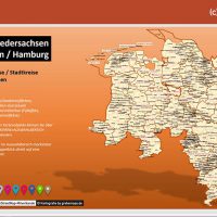 Niedersachsen Bremen Hamburg PowerPoint-Karte Landkreise Gemeinden, Karte Niedersachsen Landkreise PowerPoint, Karte Niedersachsen Gemeinden PowerPoint, Landkarte Niedersachsen PowerPoint Gemeinden, Gemeindekarte Niedersachsen, Landkreiskarte Niedersachsen