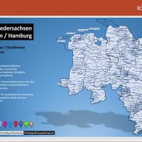 Niedersachsen Bremen Hamburg PowerPoint-Karte Landkreise Gemeinden, Karte Niedersachsen Landkreise PowerPoint, Karte Niedersachsen Gemeinden PowerPoint, Landkarte Niedersachsen PowerPoint Gemeinden, Gemeindekarte Niedersachsen, Landkreiskarte Niedersachsen